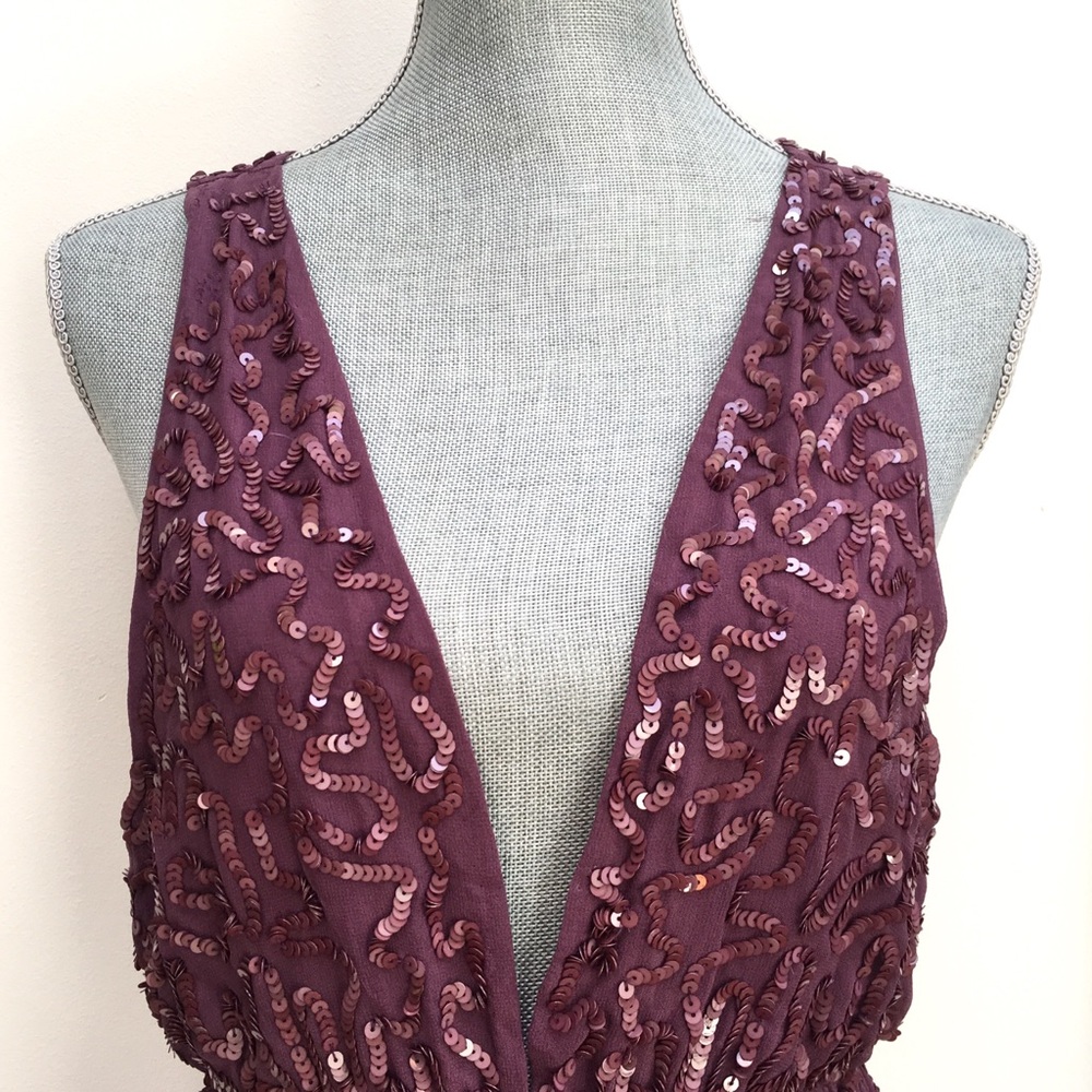 Alice + Olivia Violet Sequined Open Back Dress - image 3